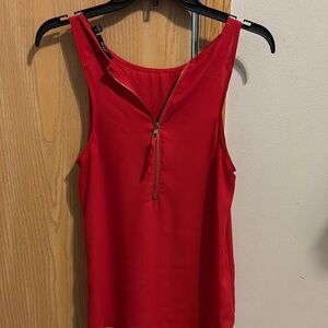 Red Tank Top with V-Neck and Zipper